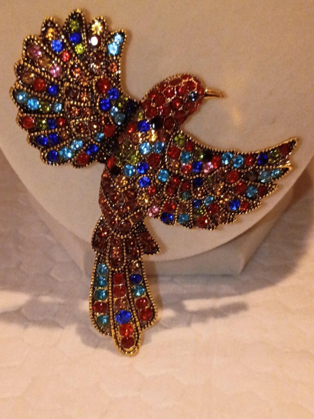 Multicolor Crystal Bird Brooch Big & Bold Fashion Statment Piece
